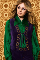 Mama Roux Purple Velvet O Ring Waistcoat - Waistcoats