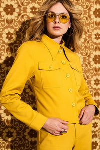Marianne Yellow Cropped Jacket - Jackets & Coats