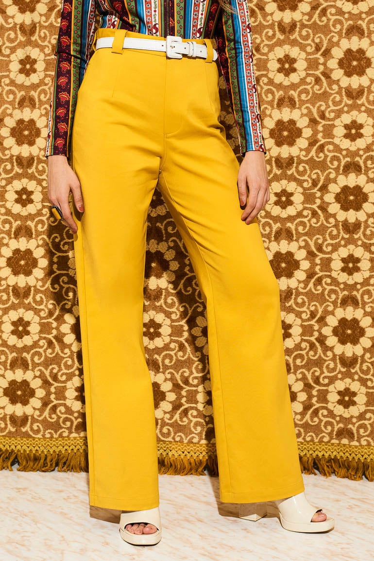 Marianne Yellow High Waisted Trousers - Trousers