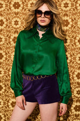 Marsha Green Round Collar Blouse - Blouses & Tops