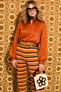 Marsha Orange Round Collar Blouse - Blouses & Tops