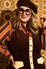 Pattie Brown Corduroy Pinafore Dress - Dresses