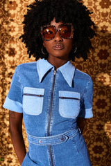 Ramble On Denim Zip Jumpsuit - Jumpsuits