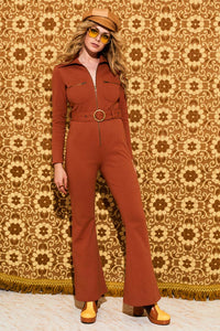 Ramble On Orange Long Sleeve Zip Jumpsuit - Jumpsuits