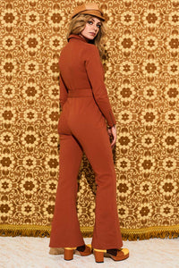 Ramble On Orange Long Sleeve Zip Jumpsuit - Jumpsuits