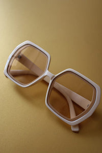 Ruby Cream Hexagon Sunglasses - Sunglasses