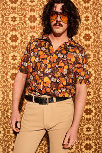 Santa Fe Brown Floral Men’s Shirt - Mens