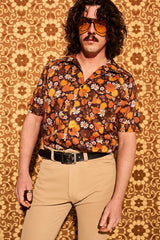 Santa Fe Brown Floral Men’s Shirt - Mens
