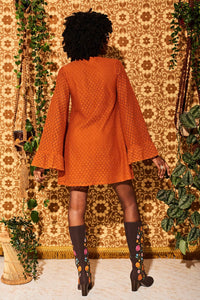 Shake n' Boogie Orange Angel Sleeve Lace Mini Dress - Dresses