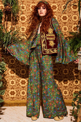 Summer Of Love Green Paisley Bell Sleeve Tie Top – The Hippie Shake