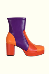 Suzie Q Purple Retro Stripe Platform Boots - Footwear