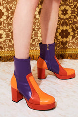 Suzie Q Purple Retro Stripe Platform Boots - Footwear