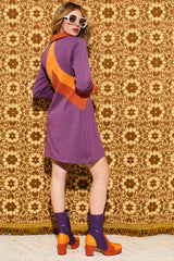 Suzie Q Purple Retro Stripe Zip Up Mini Dress - Dresses