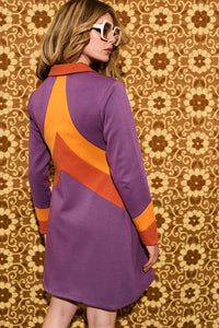 Suzie Q Purple Retro Stripe Zip Up Mini Dress - Dresses