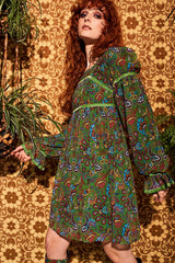Tiny Dancer Green Paisley Mini Dress - Dresses