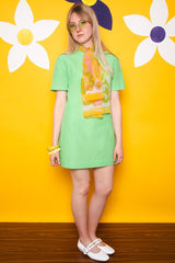 Vintage 1960s Green Mini Dress -