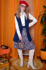 Vintage 1960s Navy Longline Waistcoat -