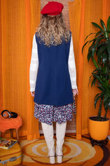 Vintage 1960s Navy Longline Waistcoat -