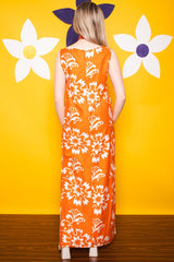 Vintage 1960s Orange Sleeveless Maxi Dress -