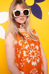 Vintage 1960s Orange Sleeveless Maxi Dress -
