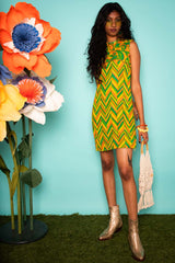 Vintage 1960s Sleeveless Psychedelic Mini Dress -