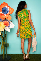 Vintage 1960s Sleeveless Psychedelic Mini Dress -