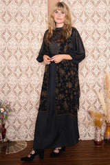 Vintage 1970s Black and Gold Beaded Waistcoat -
