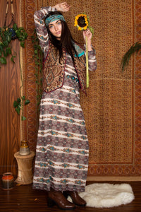 Vintage 1970s Floral and Paisley Maxi Dress -