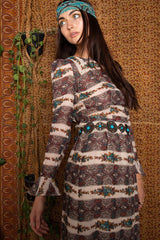 Vintage 1970s Floral and Paisley Maxi Dress -