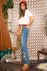 Vintage 1970s Floral Detail White Tunic Top -