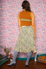 Vintage 1970s Floral Midi Skirt -