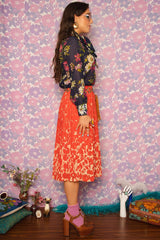 Vintage 1970s Floral Pussy Bow Blouse -