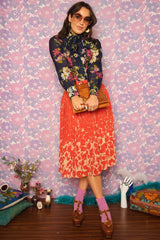 Vintage 1970s Floral Pussy Bow Blouse -