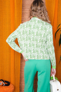 Vintage 1970s Green Patterned Shirt -