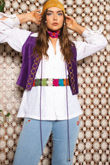 Vintage 1970s Lace Dagger Collar Shirt -