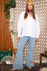 Vintage 1970s Lace Dagger Collar Shirt -