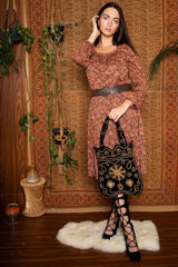 Vintage 1970s Paisley Midi Dress -