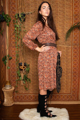 Vintage 1970s Paisley Midi Dress -
