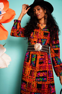Vintage 1970s Patterned Mini Dress -