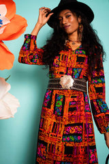 Vintage 1970s Patterned Mini Dress -