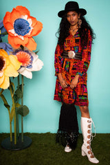 Vintage 1970s Patterned Mini Dress -