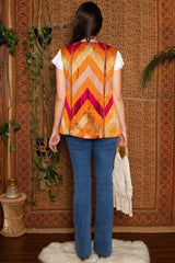 Vintage 1970s Pink and Orange Waistcoat -
