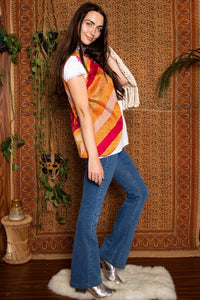 Vintage 1970s Pink and Orange Waistcoat -