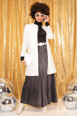 Vintage 1970s Silver Brocade Overcoat -