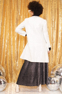 Vintage 1970s Silver Brocade Overcoat -