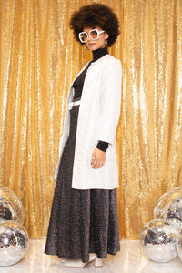 Vintage 1970s Silver Brocade Overcoat -