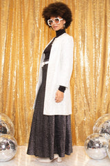 Vintage 1970s Silver Brocade Overcoat -