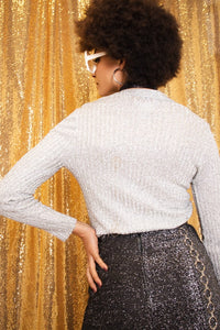 Vintage 1970s Silver Lurex Cardigan -