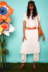 Vintage 1970s White Embroidered Sheer Maxi Dress -