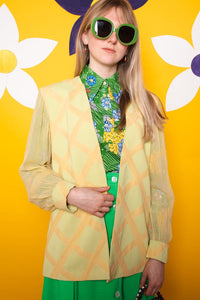 Vintage 1970s Yellow Blazer Jacket -